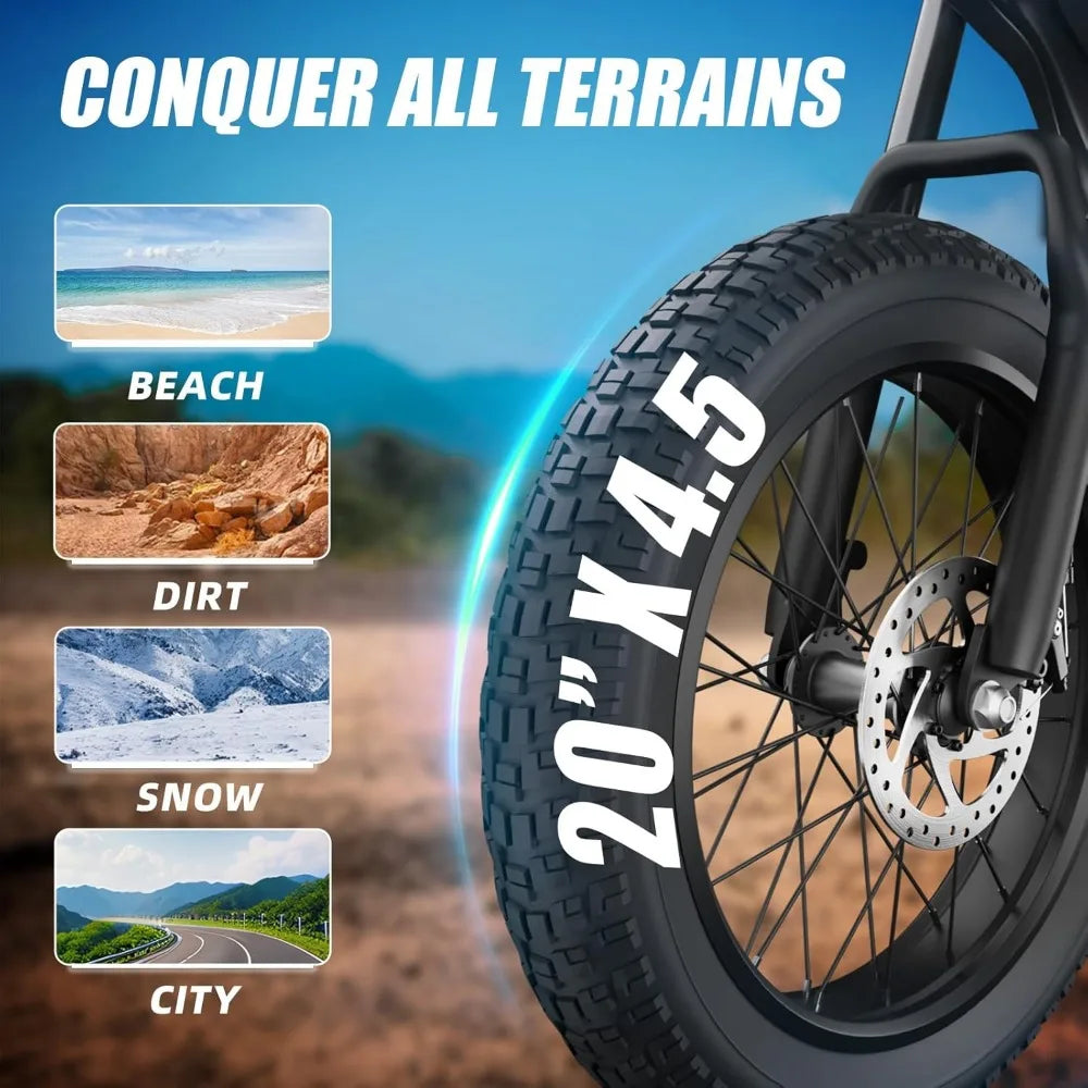 Vélo électrique à gros pneus avec moteur de 1 200 W
