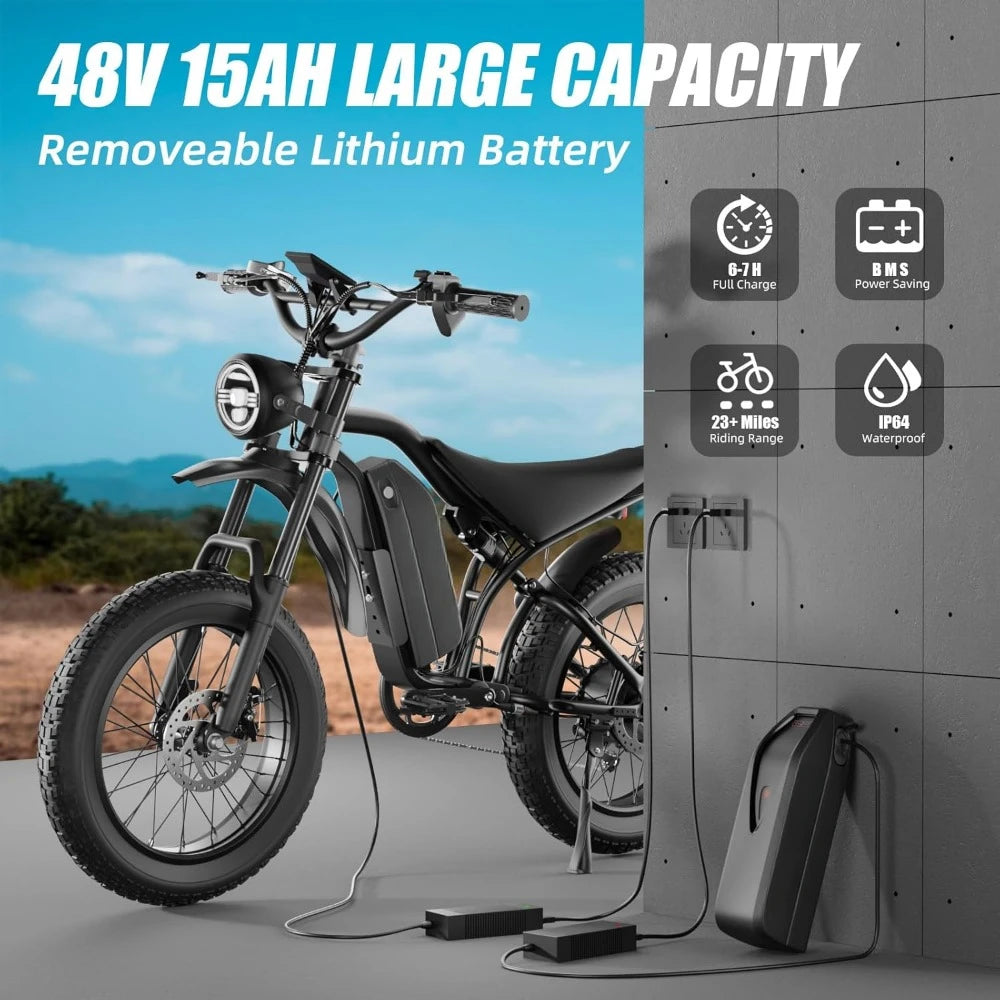 Vélo électrique à gros pneus avec moteur de 1 200 W