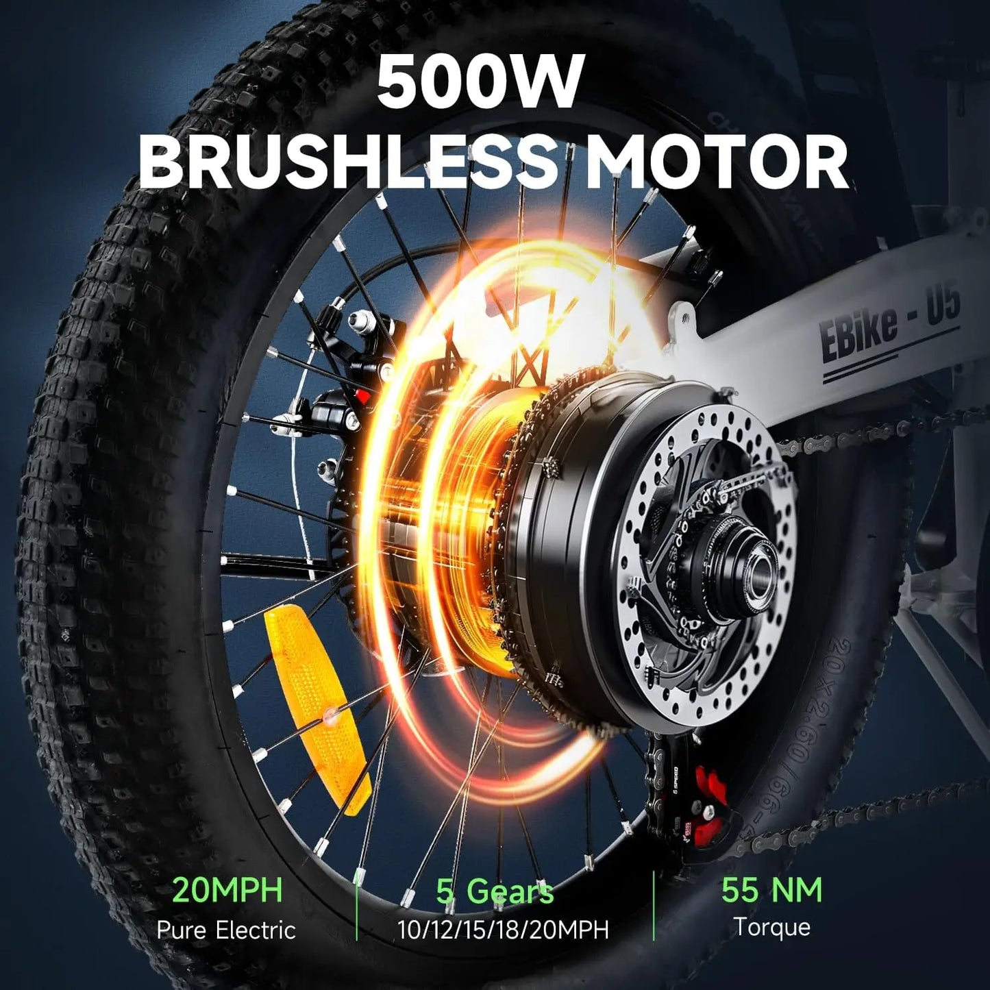 Vélo électrique pliable U5 500 W, 20 pouces