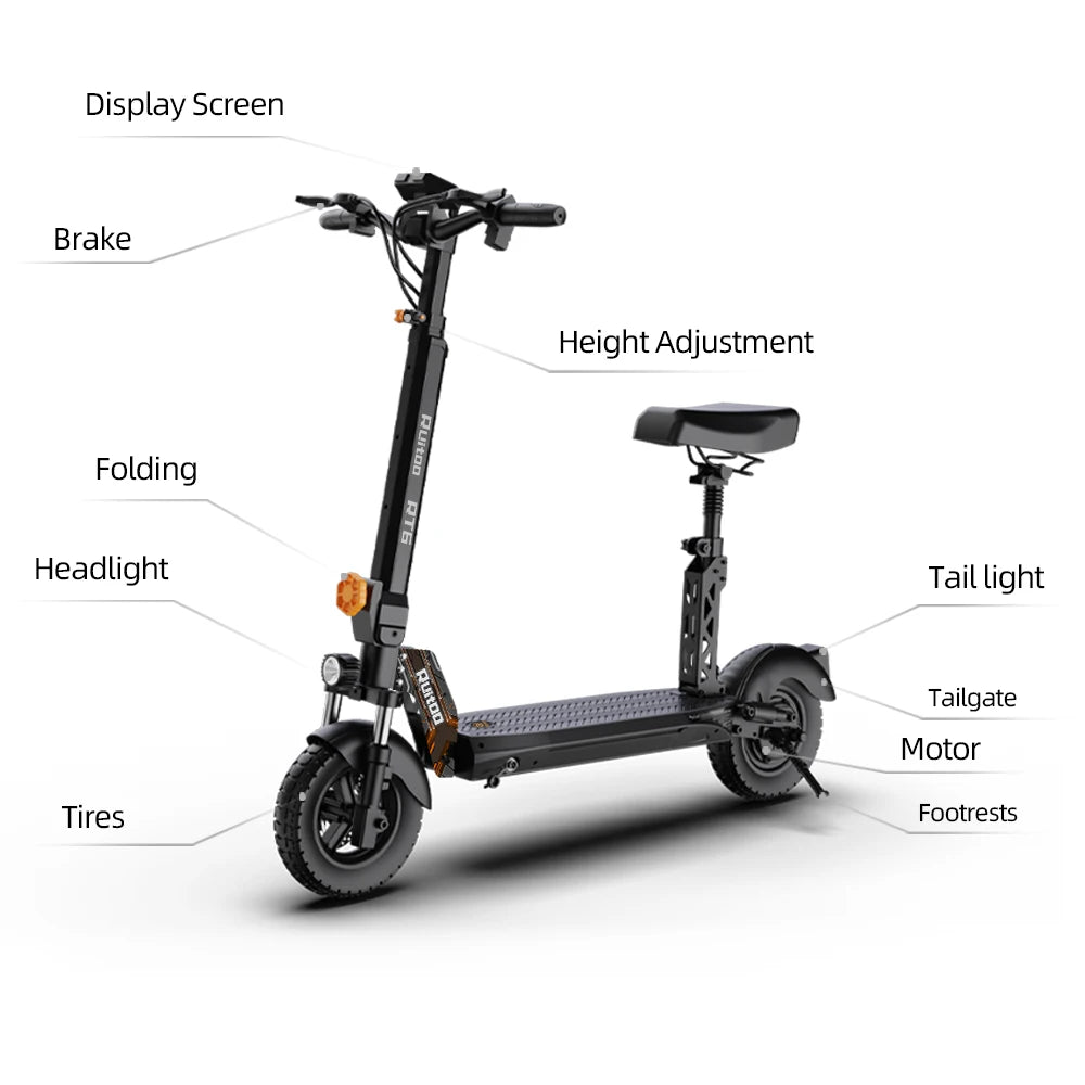 Trottinette électrique puissante RT6 1000 W 48 V 18,2 Ah