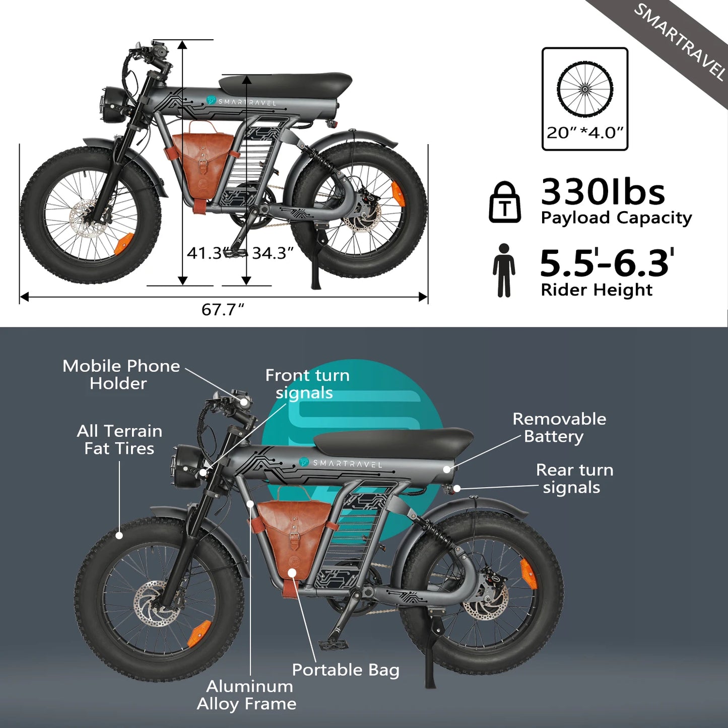 Vélo électrique à batterie au lithium 1200W48v30ah