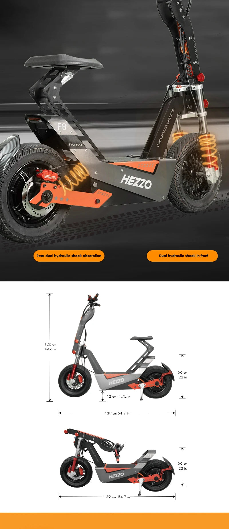 Hezzo HEZZO-F8 Electric Scooter - 8000W Power, Max Speed 100 Km/h – eBike Boys