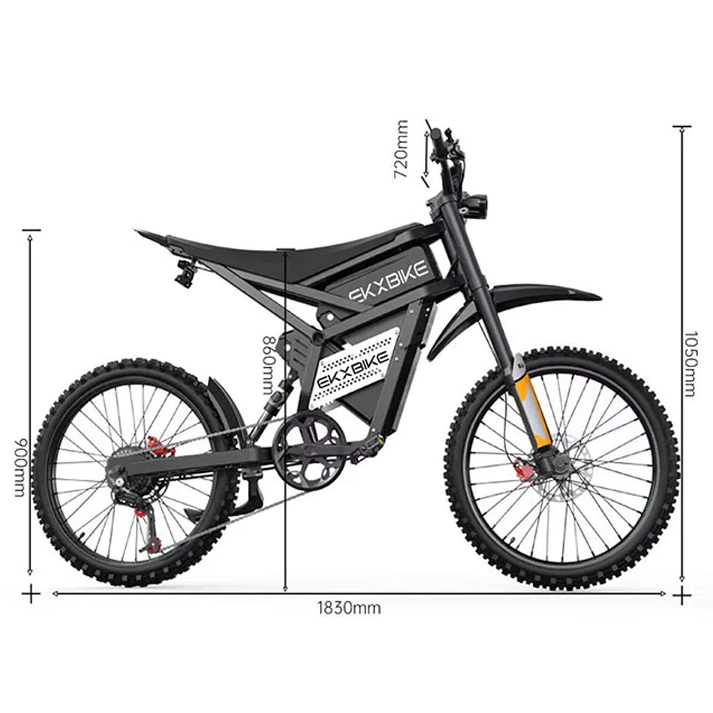 EKX E6 3000W 52V/40AH Premium Electric Carbon Steel Off-Road Mountain Dirt Bike (SAK18315)